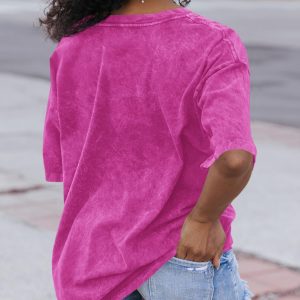 Womens Oversized T Shirts Summer Loose Fit Cotton Short Sleeve Basic Tees Casual V Neck Boyfriend Tunic Tops