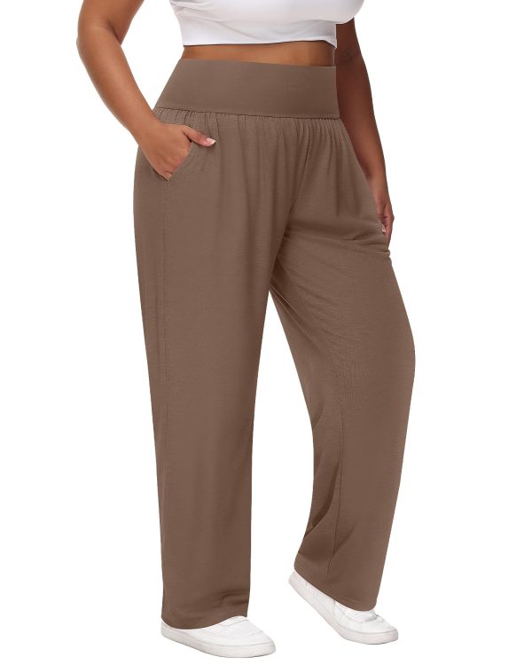 3 Pack Women Plus Size Wide Leg Yoga Pants High Waist Sweatpants Plus Size Palazzo Pants Lounge with Pockets