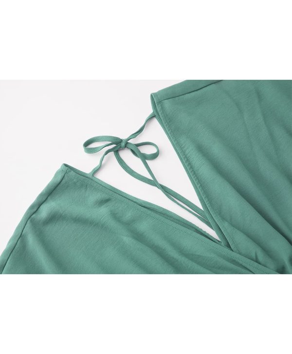 Women's Lace Maxi Dress Short Sleeve V Neck Party Dress Smocked Waist Boho Maxi Dress Bohemian Dress for Women