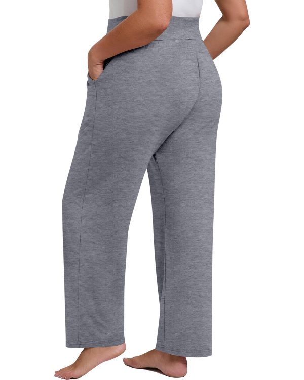 3 Pack Women's Plus Size Lounge Pants, Wide Leg Yoga Pants Baggy Drawstring Sweatpants with Pockets Casual Loose Jogger