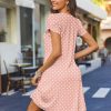 Women's Casual A-Line Dresses with Pockets Summer Floral Tshirt Dress Short Sleeve Mini Dress Flowy Sundresses