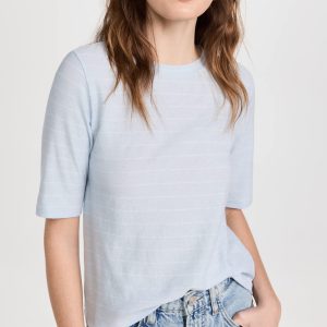 Women's Striped Relaxed Elbow Sleeve Crew Tee