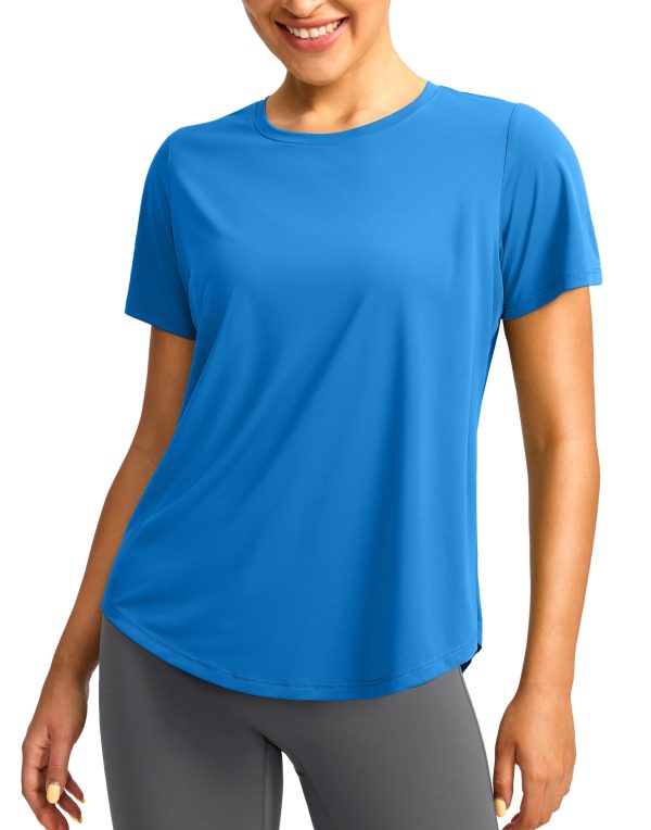 Women's Short Sleeve Workout Shirts Breathable UPF 50+ Sun Protection T-Shirts Quick Dry Gym Running Hiking Tops