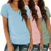 3 Pack V Neck T Shirts for Women Short Sleeve Tshirts Summer Casual Tops Loose Fit Basic Tees