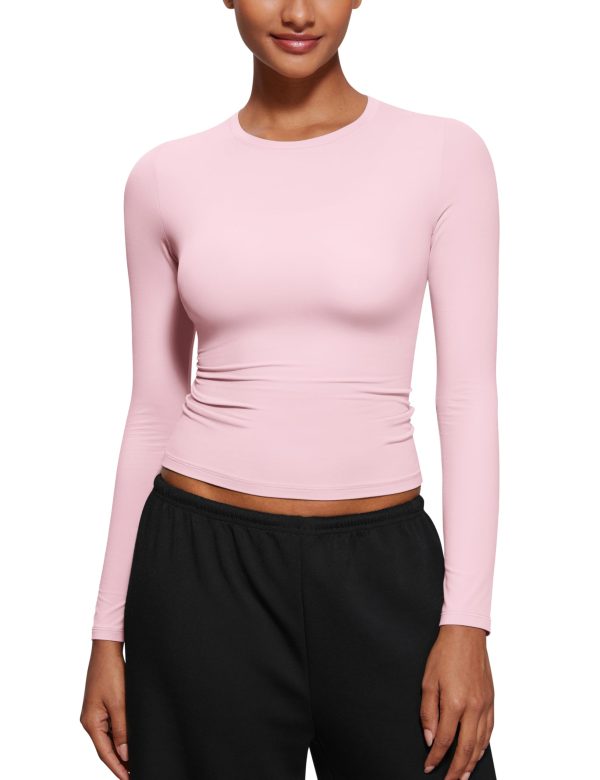 71Cy-nA5nRL.jpg Softembrace Long Sleeve Shirts for Women Soft Crew Neck Fall Basic Tight Tops Fitted Casual Going Out T-Shirts