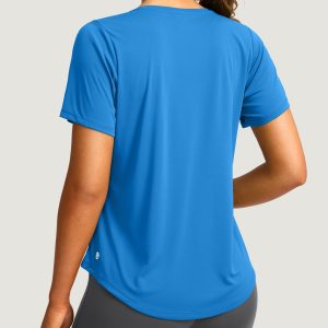 71EHU2kxnYL.jpg Women's Short Sleeve Workout Shirts Breathable UPF 50+ Sun Protection T-Shirts Quick Dry Gym Running Hiking Tops