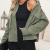 Women's Cargo Jean Jacket - Cropped Button Spring Fashion Coat for Women