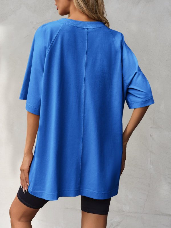 Womens Oversized Tshirts Crew Neck Short Raglan Sleeve Tunic Tops Summer Casual Loose Fit Workout Tee Shirts