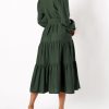 Womens Dresses 2025 Fall Long Sleeve Midi Dress Casual V Neck Button Down Tiered Flowy Aline Tie Waist Shirt Dress