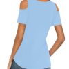 Womens V Neck Cold Shoulder Tops Short/Long Sleeve Summer T Shirts Basic Tees