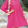 Womens Summer Spring Dresses Casual Tunic Dress Short Sleeve Crew Neck Flowy Swing Mini Dress