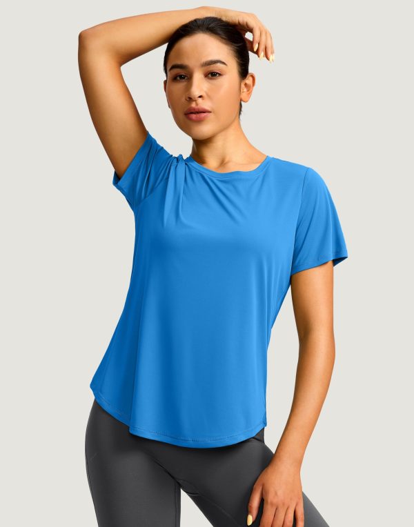 Women's Short Sleeve Workout Shirts Breathable UPF 50+ Sun Protection T-Shirts Quick Dry Gym Running Hiking Tops
