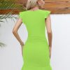 Women's Flutter Sleeve Ruched Bodycon Ruffle Mini Sundress Cotton Summer Casual Dress