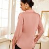 Women's Satin Silk Blouses Wrap V Neck Shirts Long Sleeve Elegant Tie Waist Office Formal Work Tunic PulloverTops