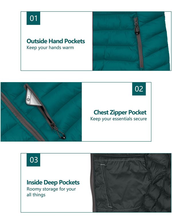 Women's Packable Lightweight Puffer Jacket Hooded Windproof Winter Coat with Recycled Insulation