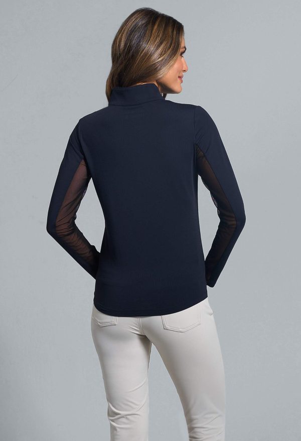 Women's Solid Long Sleeve 1/4-zip Mock Neck Shirt
