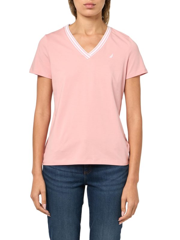 71MAfCW-1xL.jpg Women's Solid V-neck Short Sleeve T-Shirt