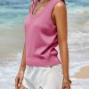 Womens Summer Sweater Vest Sleeveless Ribbed Knit Tank Tops Going Out Casual Basic Scoop Neck Tshirt