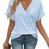 T Shirts Short Sleeve V Neck Tees Womens Tops Beach Vacation Fashion Clothes 2025 Casual Summer Spring Outfits