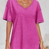 Womens Oversized T Shirts Summer Loose Fit Cotton Short Sleeve Basic Tees Casual V Neck Boyfriend Tunic Tops