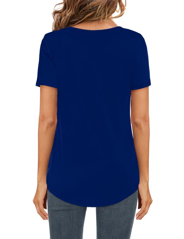 Womens T Shirts V Neck Summer Short/Long Sleeve Cotton Tops Tees