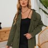 Womens Oversized Button Down Frayed Hem Denim Shacket Casual Long Sleeve Jean Jackets 2025 Spring Outfits