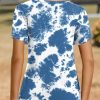 2025 Womens Tops Summer Short Sleeve V Neck Tunic T-Shirts Blouse S-4XL