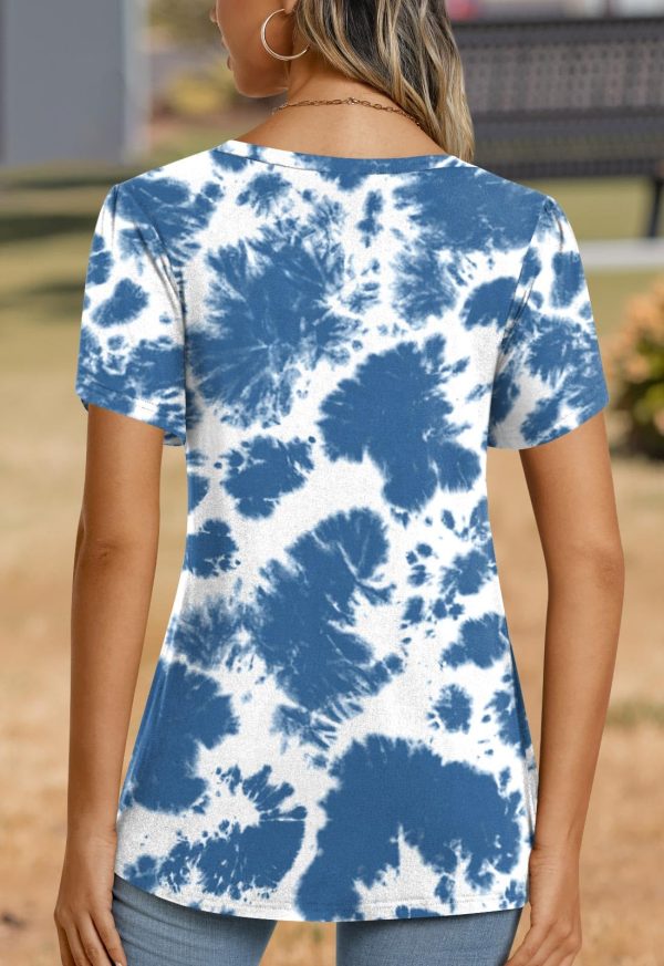 2025 Womens Tops Summer Short Sleeve V Neck Tunic T-Shirts Blouse S-4XL