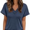 71SCzVwU-SL.jpg Womens Tops Short Sleeve T Shirt Summer V Neck Casual Top 2025 Spring Cute Basic Trendy Outfits Fashion