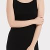 100% Merino Wool Women’s Casual Sleeveless Boat Neck Spaghetti Strap Bodycon Maxi Dress Black Long Dresses