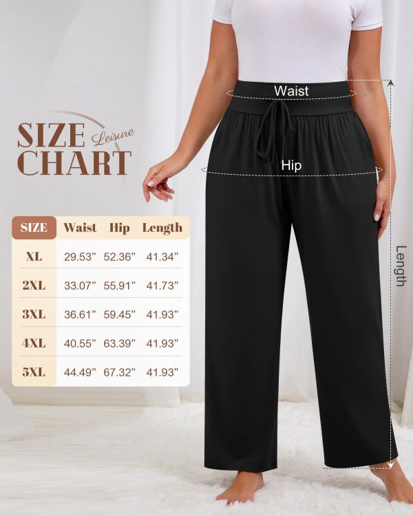 3 Pack Women's Plus Size Lounge Pants, Wide Leg Yoga Pants Baggy Drawstring Sweatpants with Pockets Casual Loose Jogger