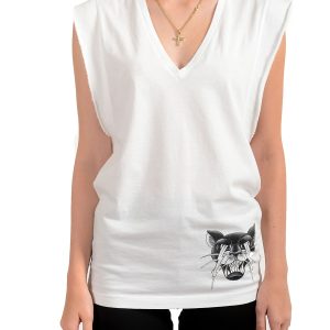 Women's White Sleeveless T-Shirt Tank Top US XS IT 38
