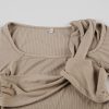 Twisted Asymmetric Off-Shoulder Long-Sleeved Knitted Top for Women to Wear with A Fashionable Slim T-Shirt