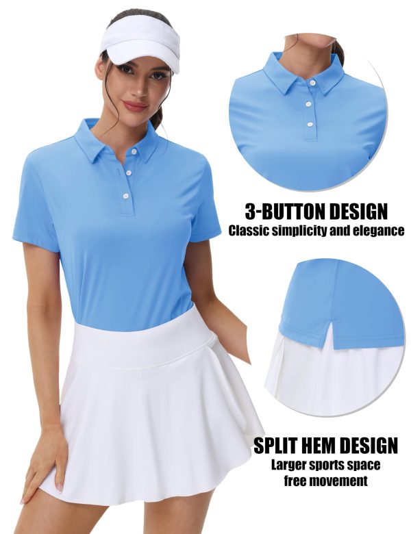 Women's Polos Golf Shirts Short Sleeve UPF 50+ Collared Shirt Quick Dry Tennis Work Athletic Tops