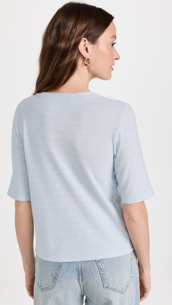 Women's Striped Relaxed Elbow Sleeve Crew Tee