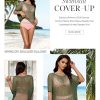 Womens Summer Scoop Neck Short Sleeve Sweater Casual Crochet Hollow Out Knit Tops Pullover Shirts Beach Coverup