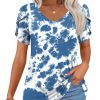 2025 Womens Tops Summer Short Sleeve V Neck Tunic T-Shirts Blouse S-4XL