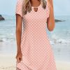 Women's Casual A-Line Dresses with Pockets Summer Floral Tshirt Dress Short Sleeve Mini Dress Flowy Sundresses