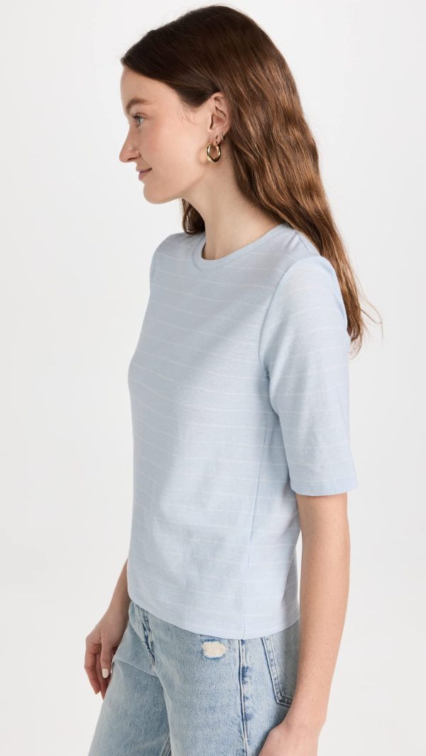 Women's Striped Relaxed Elbow Sleeve Crew Tee