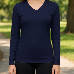 Women's Cotton Stretch Long Sleeve V- Neck Athletic Tops | Casual & Active Color T Shirts | Multi Packs