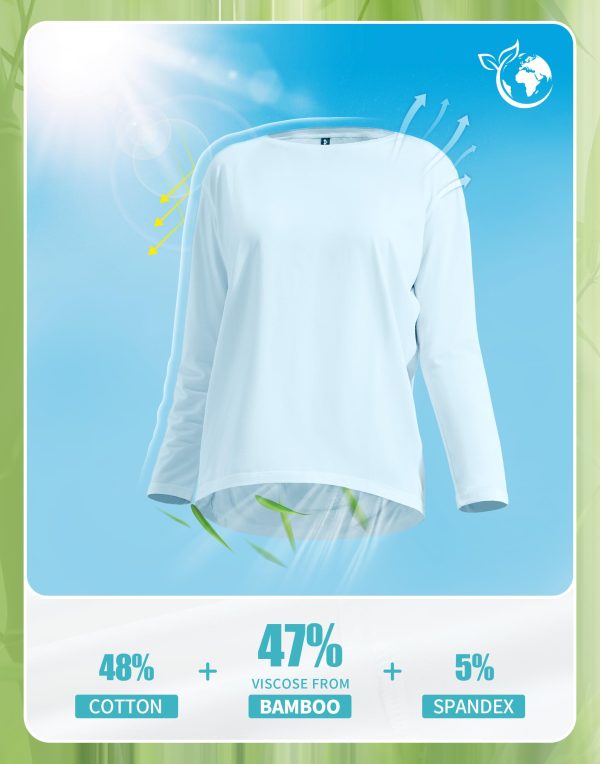 71g3es4VaL.jpg Bamboo Viscose Long Sleeve Workout Shirts for Women Back Loose Fit Yoga Athletic T-Shirts Casual Boat Neck Tops