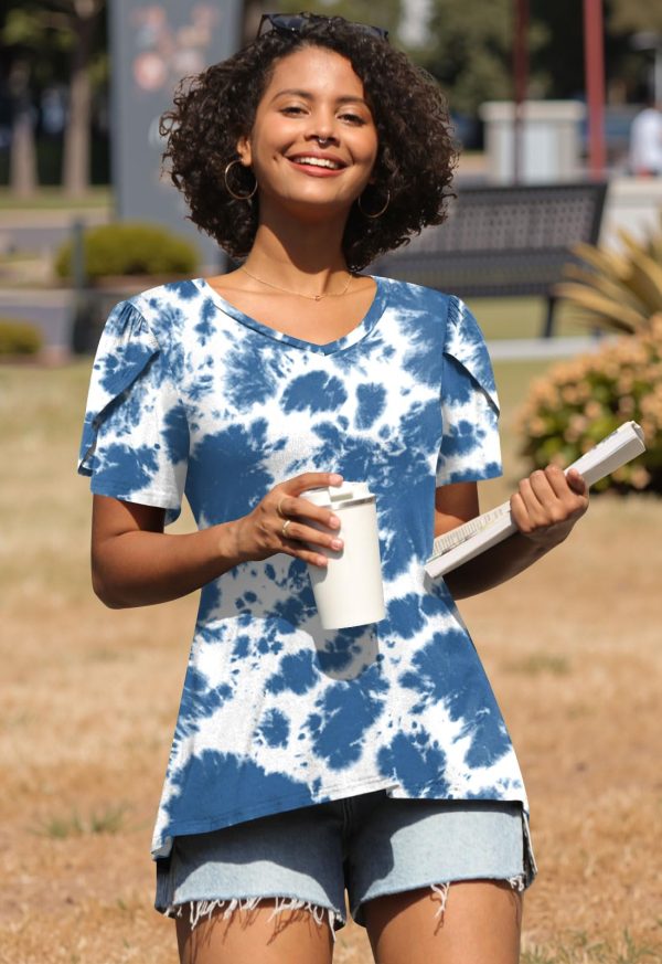 2025 Womens Tops Summer Short Sleeve V Neck Tunic T-Shirts Blouse S-4XL