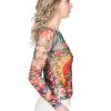 Ladies Prayer Buddha Yoga Meditation Lotus Koi Zen Blue Tattoo Mesh Shirt
