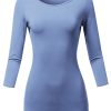 Women's Casual 3/4 Sleeve Stretchy Slim Fit Basic T-Shirt Top with Plus Size