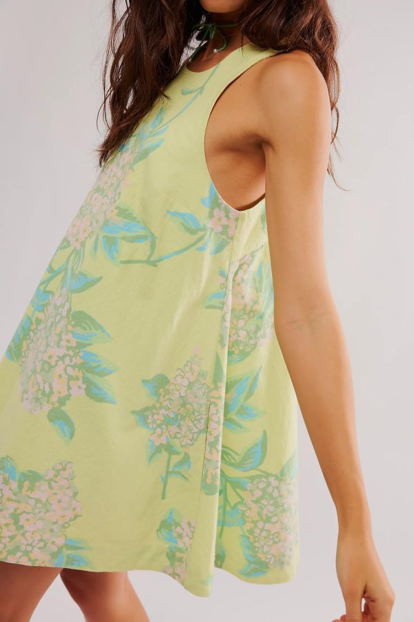 Floral Sleeveless Backless Mini Dress for Women Summer Loose Swing Flowy Sundress with Pockets