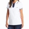 Women's Toggle Accent Short Sleeve Soft Stretch Cotton Polo Shirt