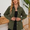 Womens Oversized Button Down Frayed Hem Denim Shacket Casual Long Sleeve Jean Jackets 2025 Spring Outfits
