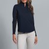 Women's Solid Long Sleeve 1/4-zip Mock Neck Shirt