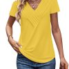 Womens Tshirts Trendy Fashion Tops Short Sleeve V Neck Loose Fit Summer Casual Blouses