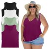 4 Pack Women's Plus Size Tank Tops, Cotton Blend Casual V Neck Sleeveless Shirts Ladies Flowy Dressy Tunics Work Tees